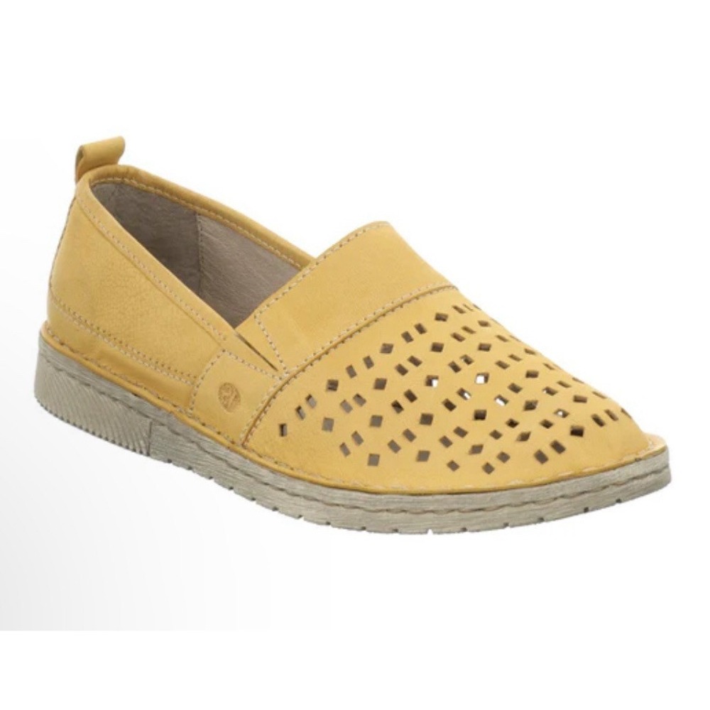 New Josef Seibel Yellow Sofie-27 Leather Espadrille Loafer Size 42 US 11.5